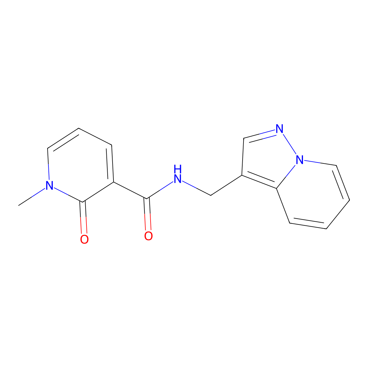 1-methyl-2-oxo-N-(pyrazolo[1,5-a]pyridin-3-ylmethyl)-1,2-dihydropyridine-3-carboxamide molecular structure, CAS 1396557-50-8