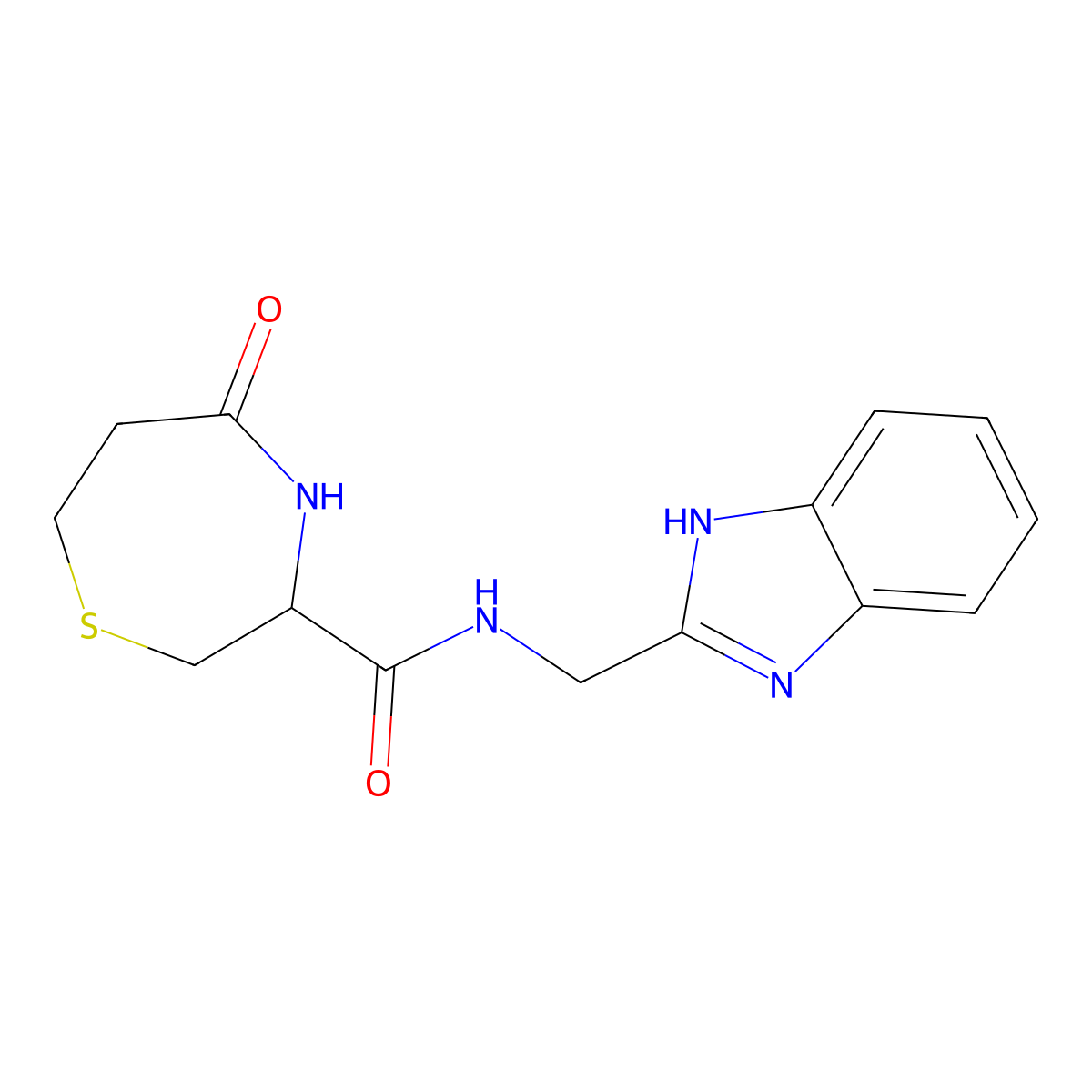 N-((1H-benzo[d]imidazol-2-yl)methyl)-5-oxo-1,4-thiazepane-3-carboxamide molecular structure, CAS 1396557-51-9