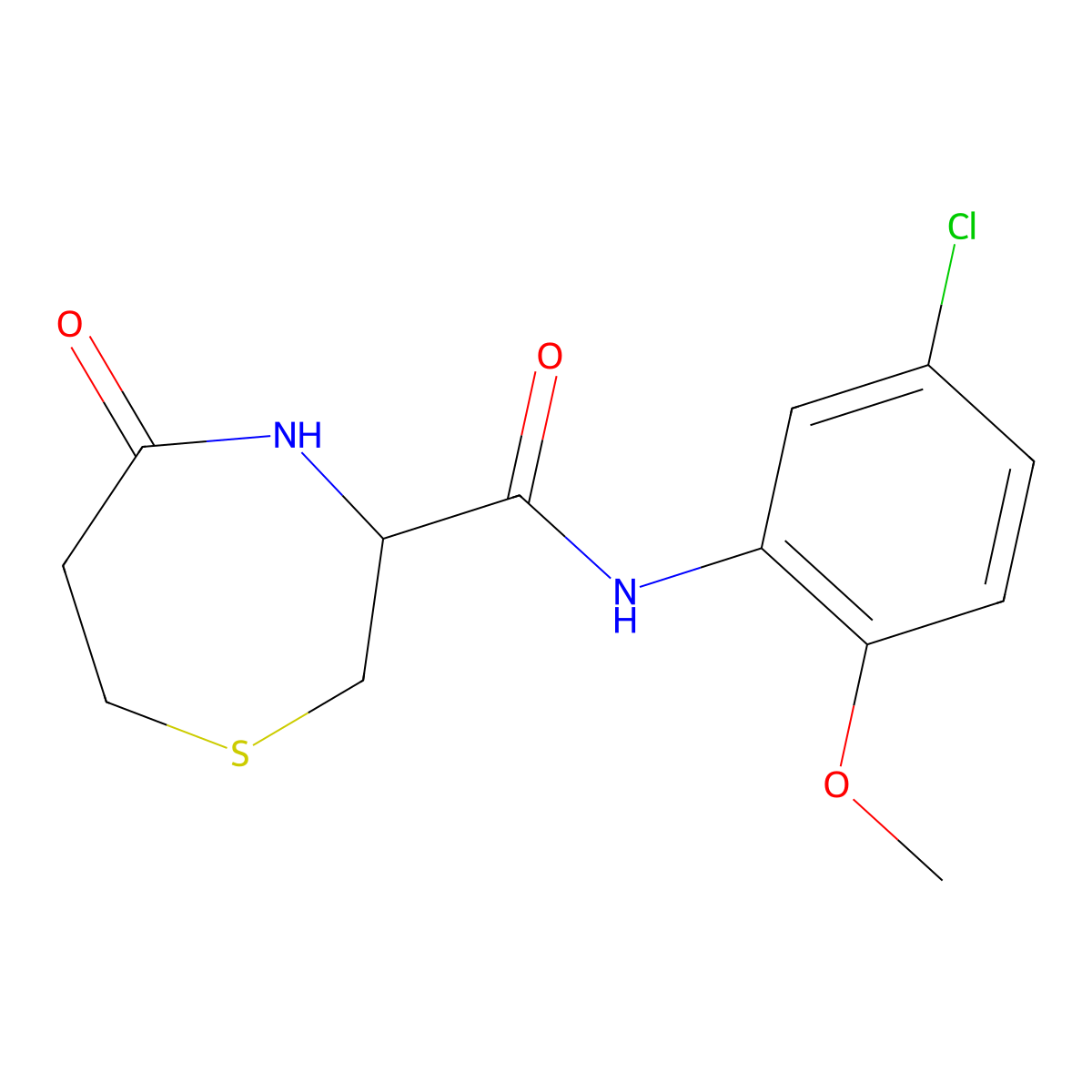 N-(5-chloro-2-methoxyphenyl)-5-oxo-1,4-thiazepane-3-carboxamide molecular structure, CAS 1396557-71-3