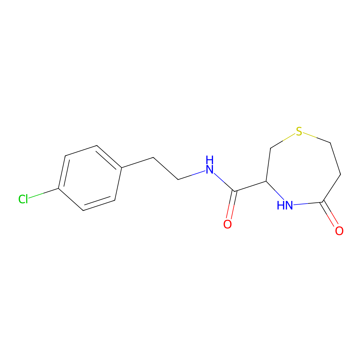 N-(4-chlorophenethyl)-5-oxo-1,4-thiazepane-3-carboxamide molecular structure, CAS 1396558-68-1