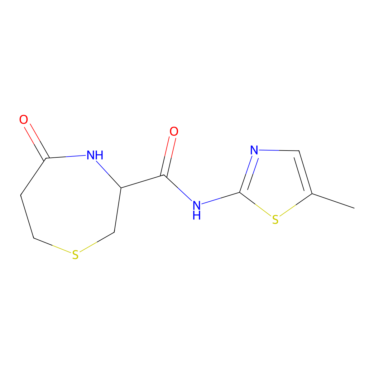 N-(5-methylthiazol-2-yl)-5-oxo-1,4-thiazepane-3-carboxamide molecular structure, CAS 1396558-75-0