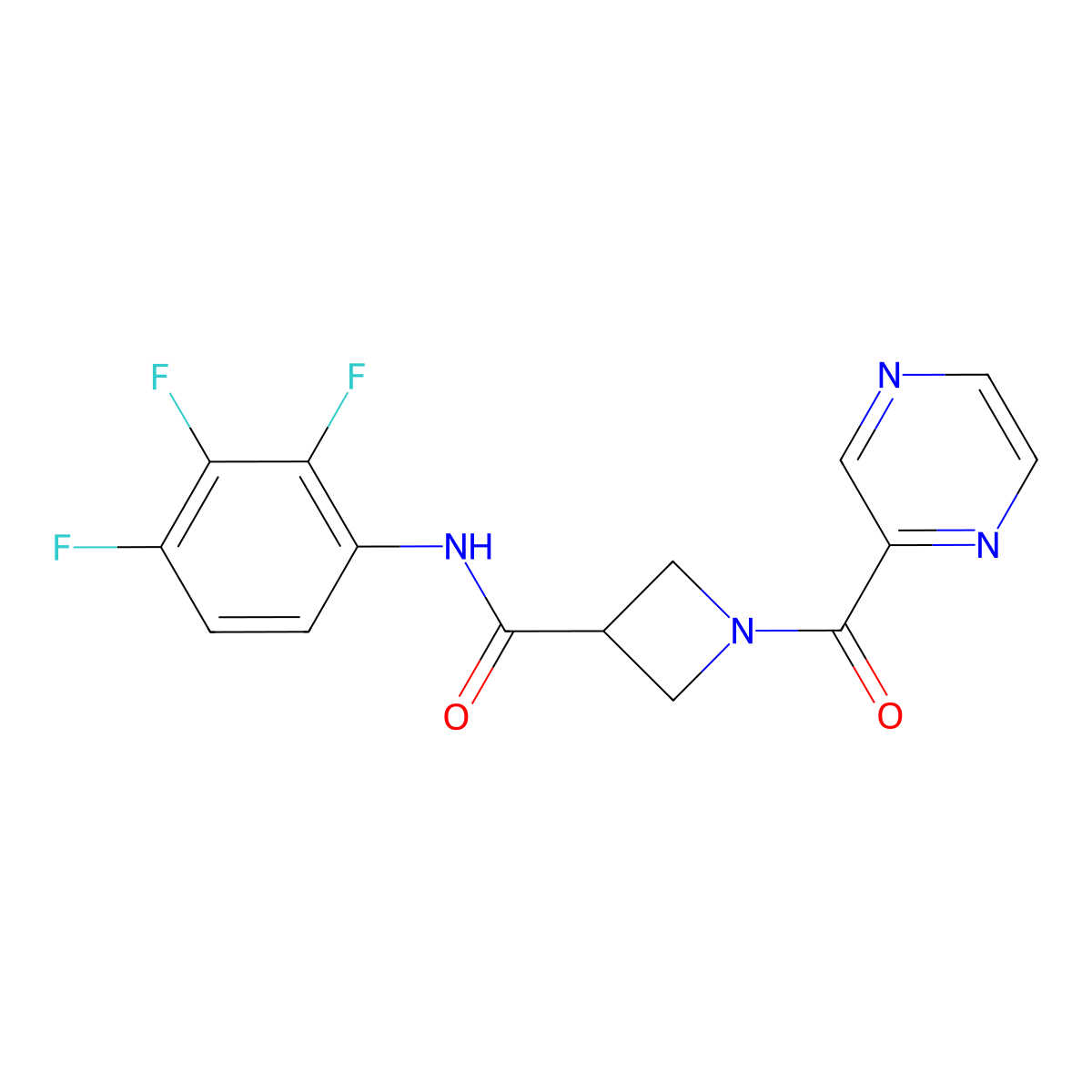 1-(pyrazine-2-carbonyl)-N-(2,3,4-trifluorophenyl)azetidine-3-carboxamide molecular structure, CAS 1396558-76-1