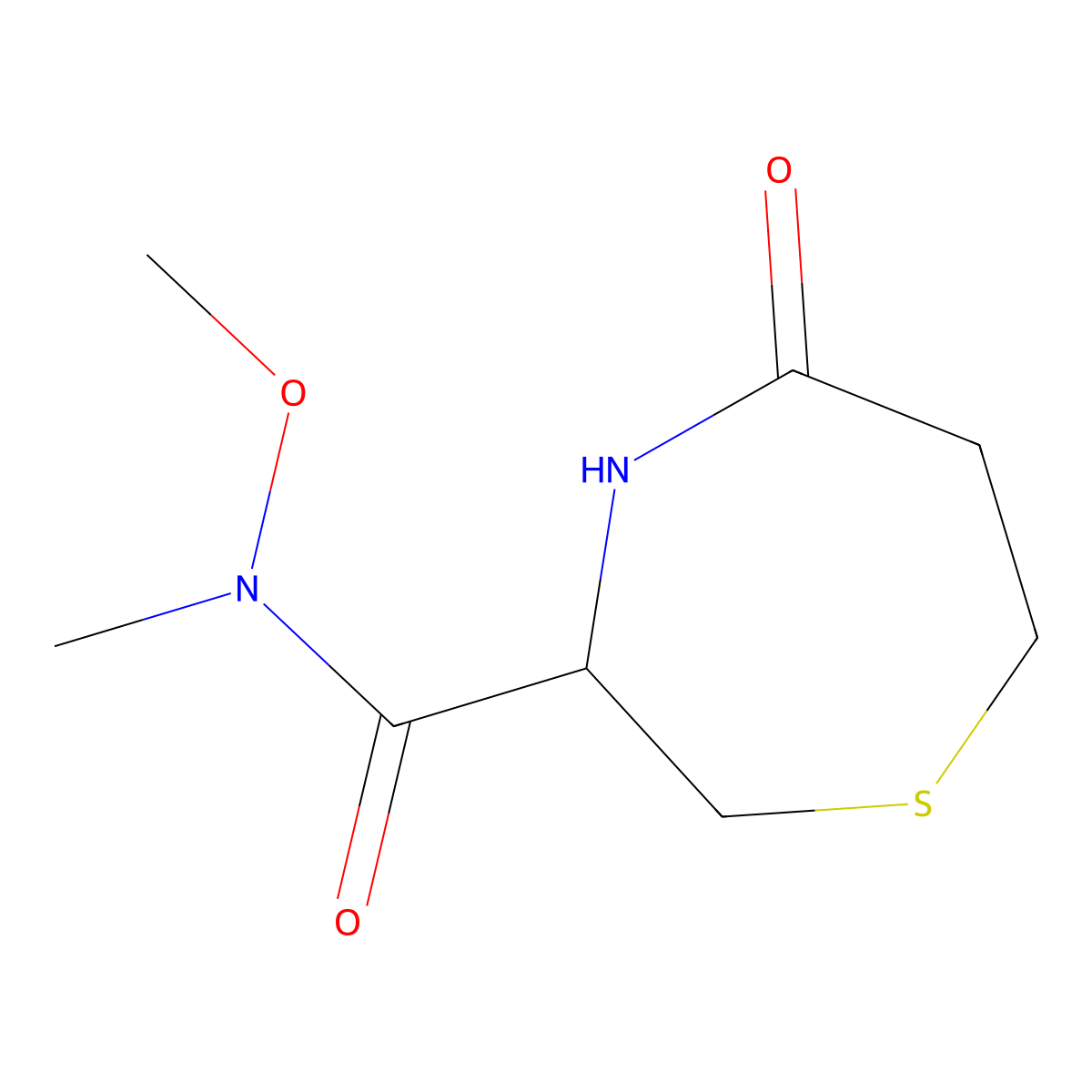 N-methoxy-N-methyl-5-oxo-1,4-thiazepane-3-carboxamide molecular structure, CAS 1396558-84-1