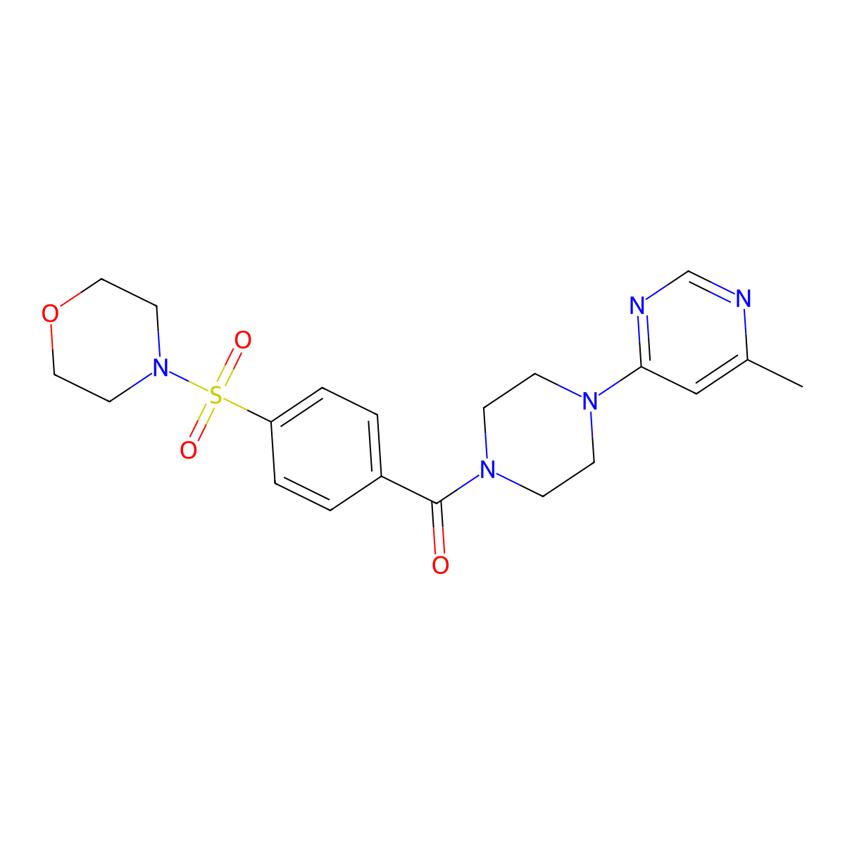 (4-(6-Methylpyrimidin-4-yl)piperazin-1-yl)(4-(morpholinosulfonyl)phenyl)methanone molecular structure, CAS 1396558-93-2