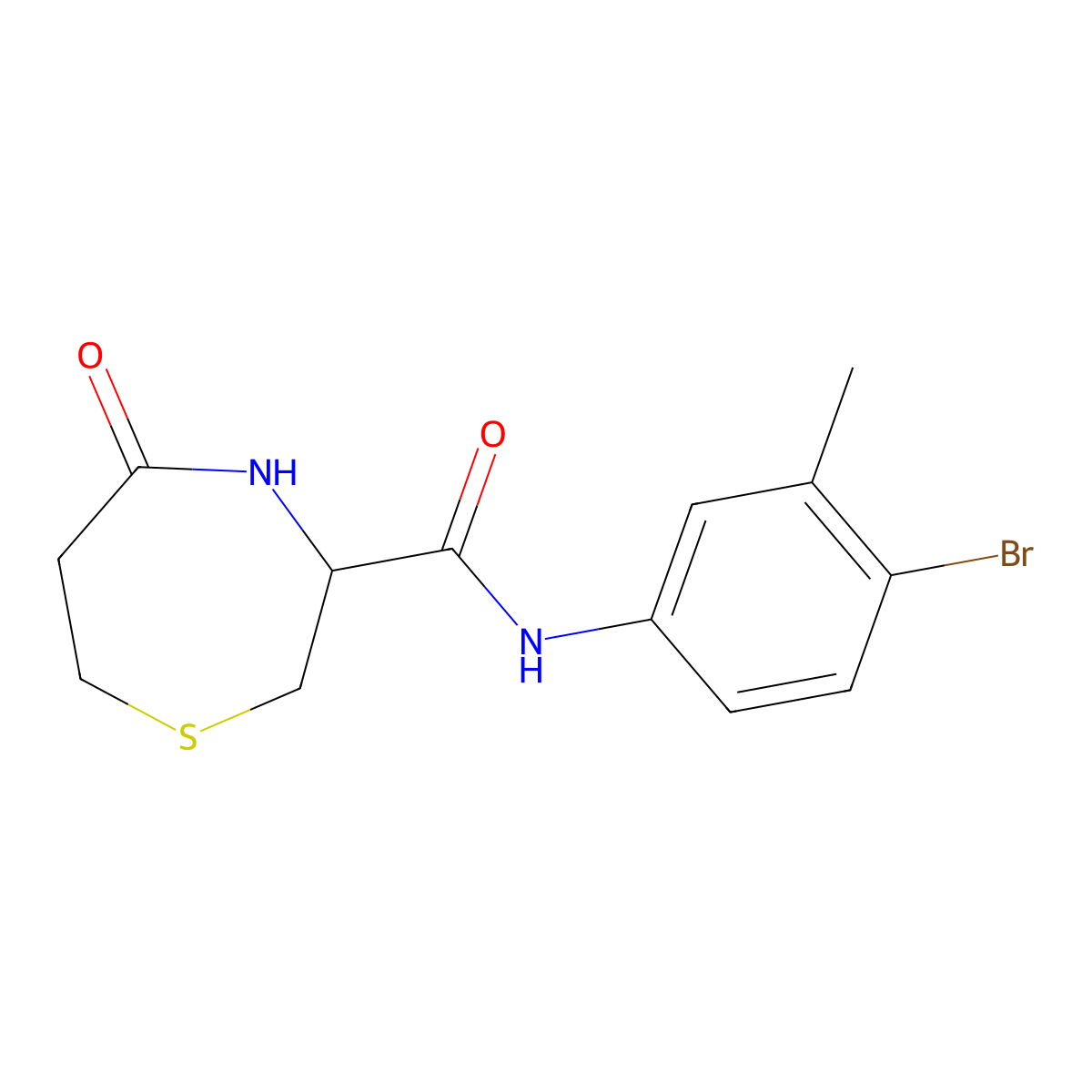 N-(4-bromo-3-methylphenyl)-5-oxo-1,4-thiazepane-3-carboxamide molecular structure, CAS 1396558-95-4