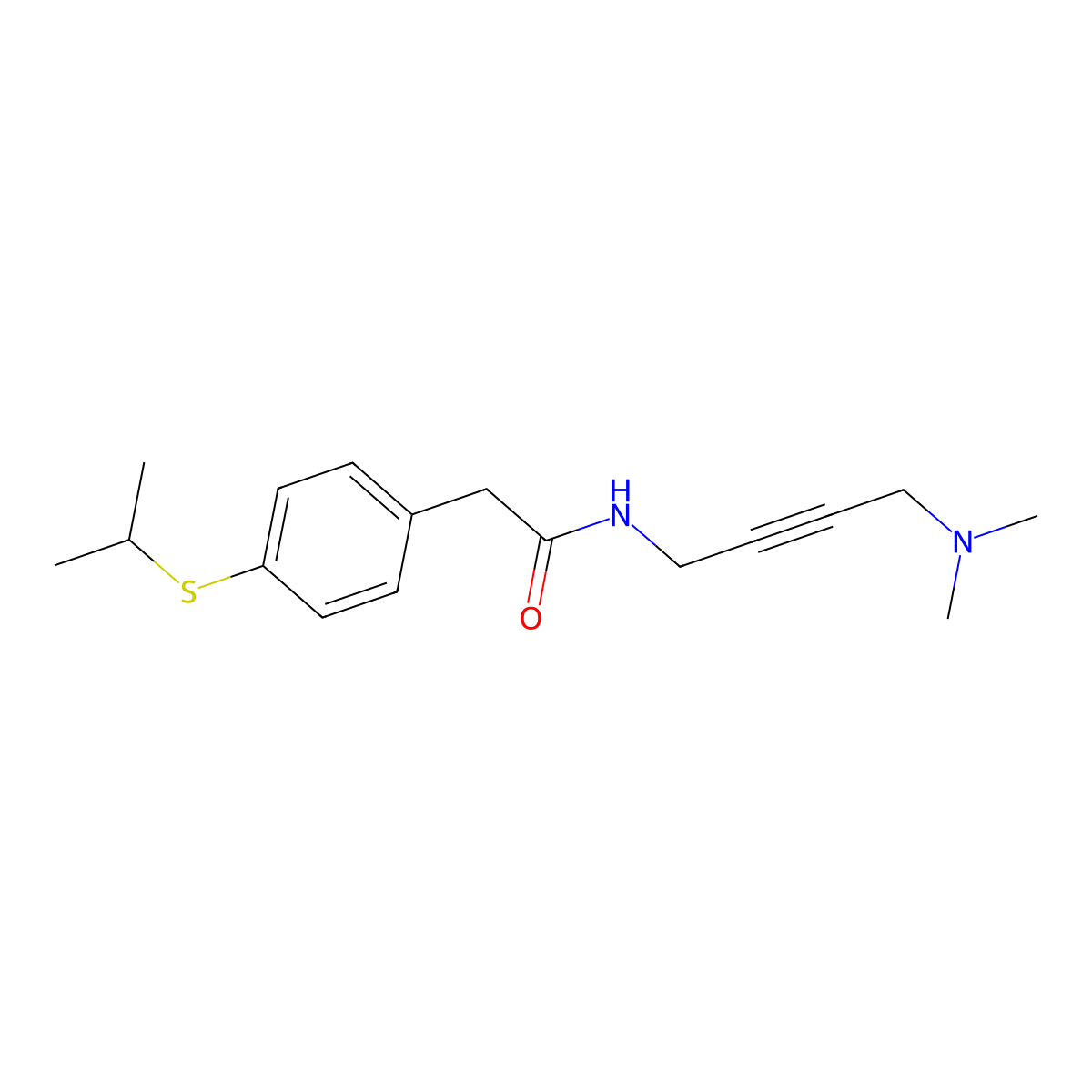 N-(4-(dimethylamino)but-2-yn-1-yl)-2-(4-(isopropylthio)phenyl)acetamide molecular structure, CAS 1396559-00-4