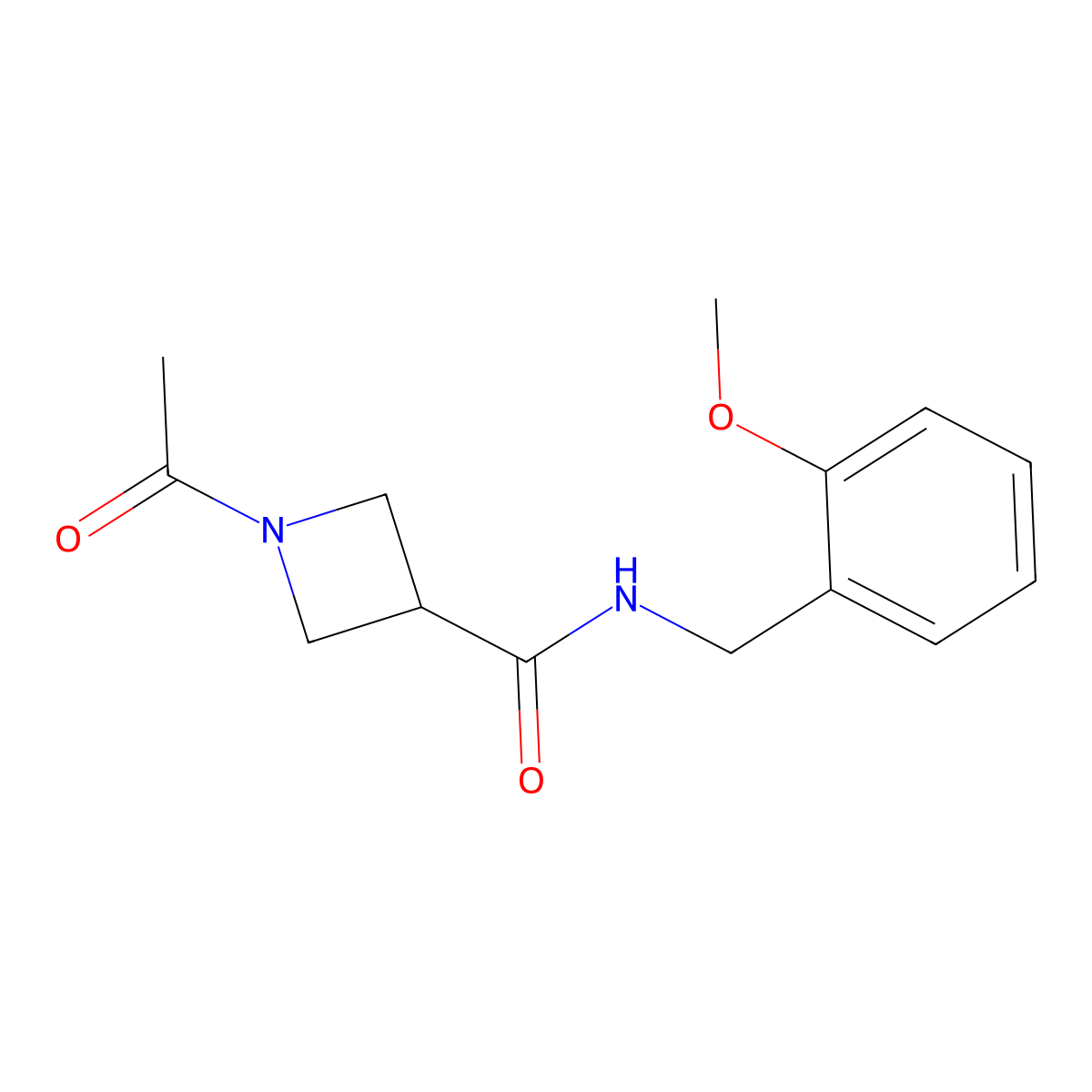 1-acetyl-N-(2-methoxybenzyl)azetidine-3-carboxamide molecular structure, CAS 1396559-01-5