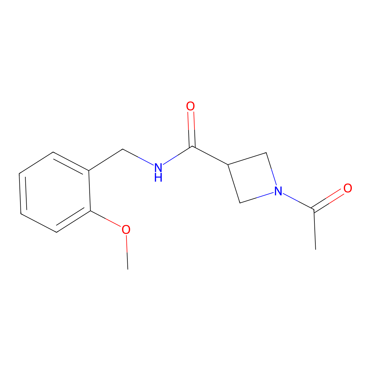 1-acetyl-N-(2-methoxybenzyl)azetidine-3-carboxamide molecular structure, CAS 1396559-01-5