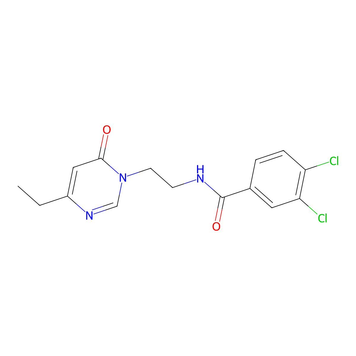 3,4-dichloro-N-(2-(4-ethyl-6-oxopyrimidin-1(6H)-yl)ethyl)benzamide molecular structure, CAS 1396559-15-1