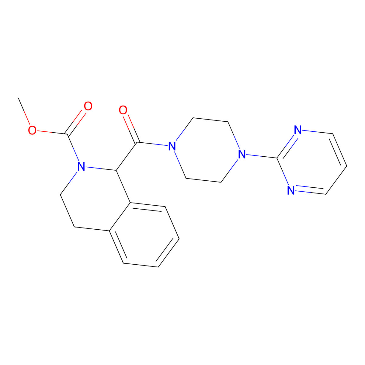 methyl 1-(4-(pyrimidin-2-yl)piperazine-1-carbonyl)-3,4-dihydroisoquinoline-2(1H)-carboxylate molecular structure, CAS 1396559-49-1