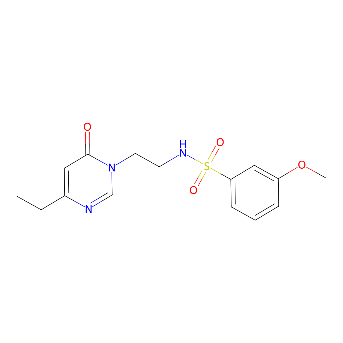 N-[2-(4-ethyl-6-oxo-1,6-dihydropyrimidin-1-yl)ethyl]-3-methoxybenzene-1-sulfonamide molecular structure, CAS 1396559-91-3