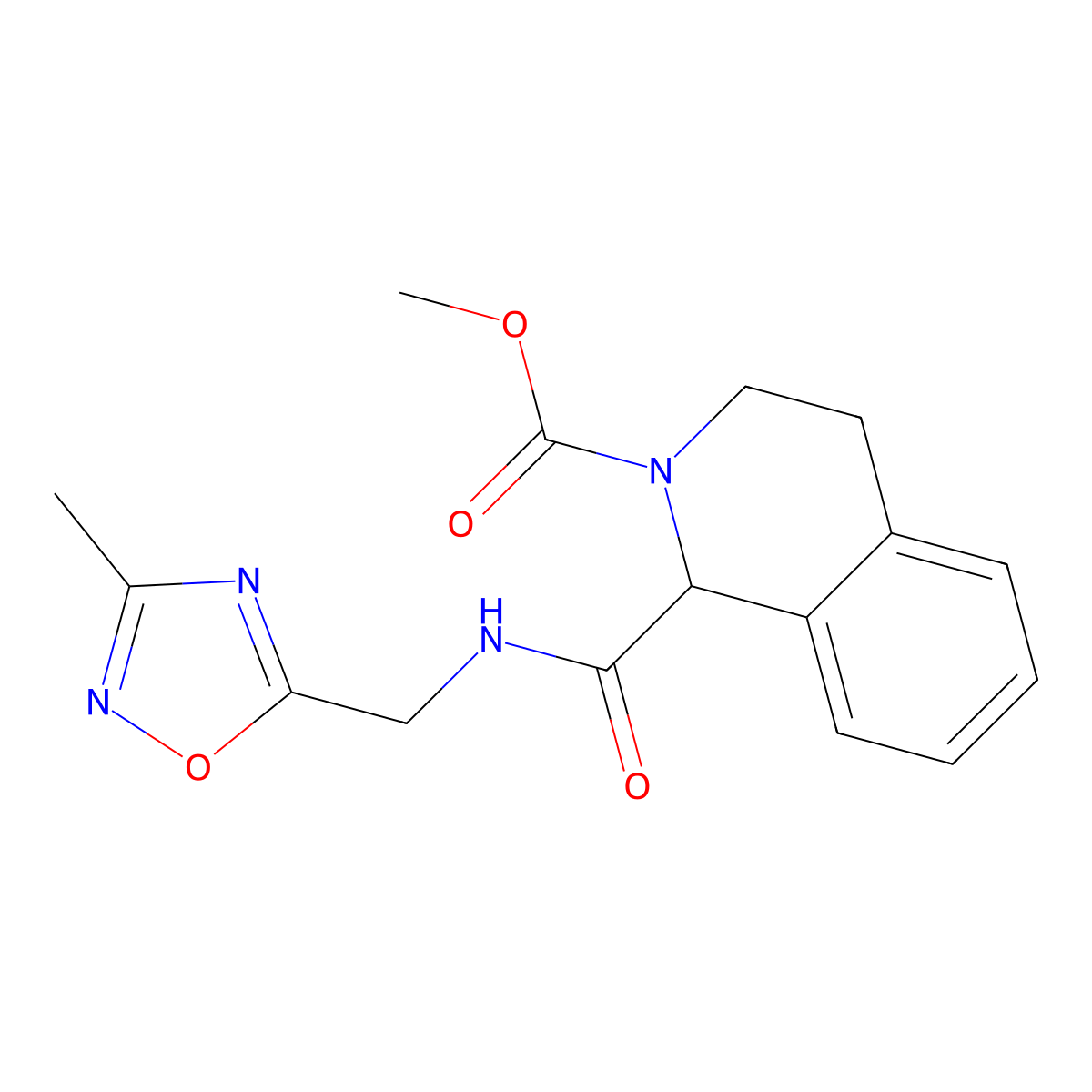 methyl 1-(((3-methyl-1,2,4-oxadiazol-5-yl)methyl)carbamoyl)-3,4-dihydroisoquinoline-2(1H)-carboxylate molecular structure, CAS 1396559-99-1