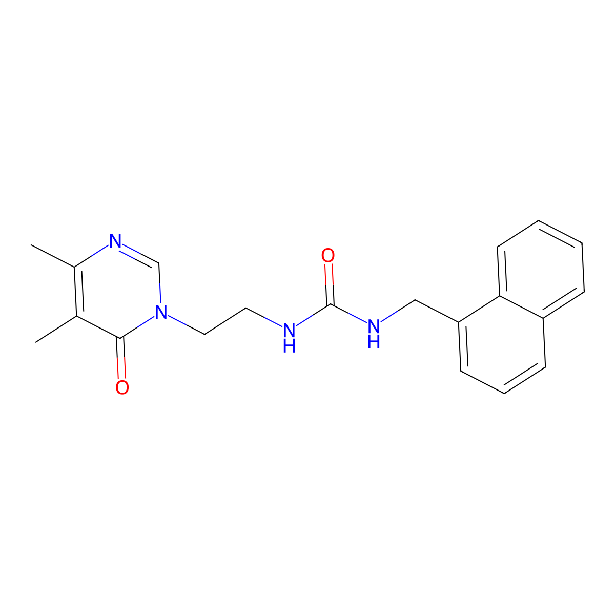 1-(2-(4,5-dimethyl-6-oxopyrimidin-1(6H)-yl)ethyl)-3-(naphthalen-1-ylmethyl)urea molecular structure, CAS 1396560-54-5
