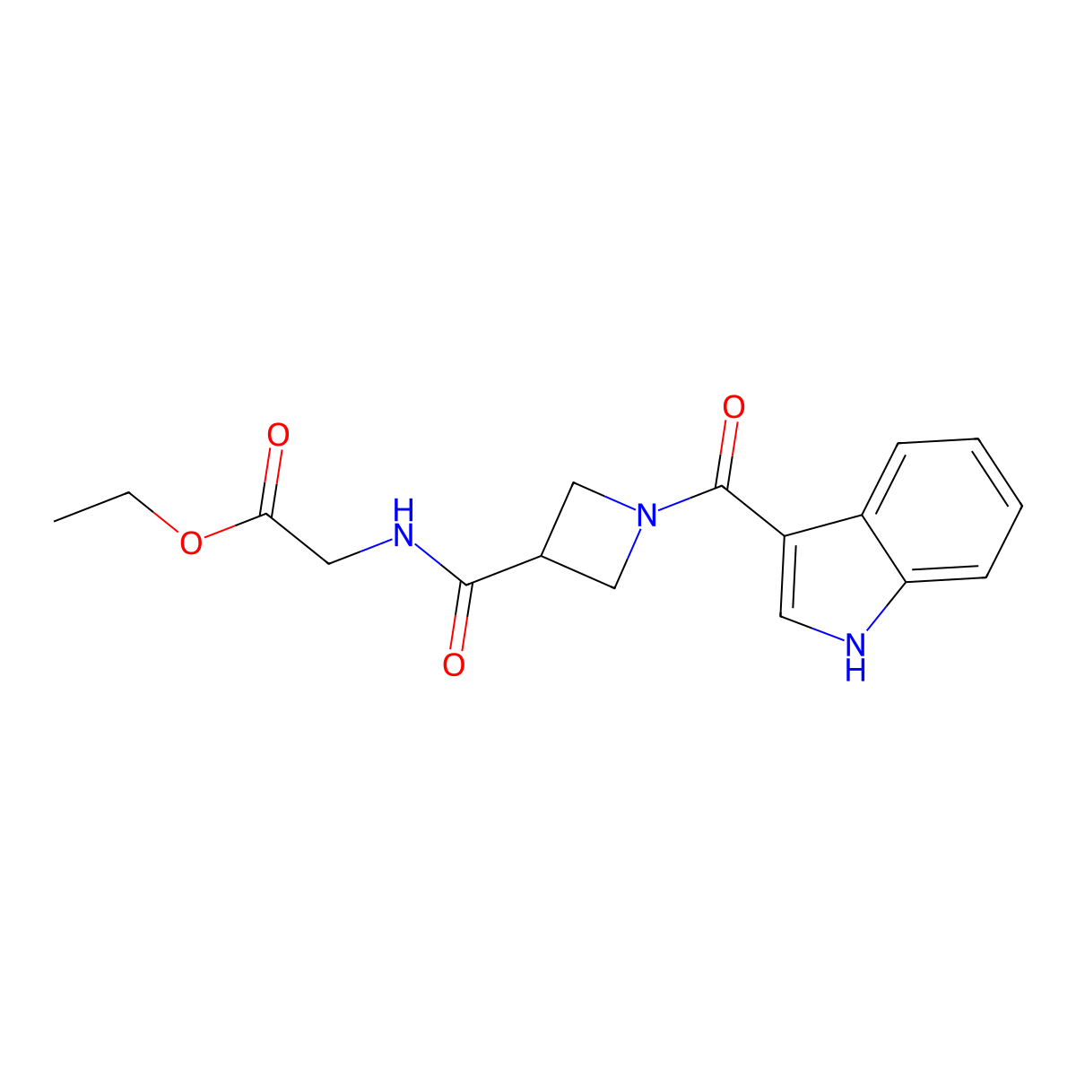 ethyl 2-(1-(1H-indole-3-carbonyl)azetidine-3-carboxamido)acetate molecular structure, CAS 1396560-58-9