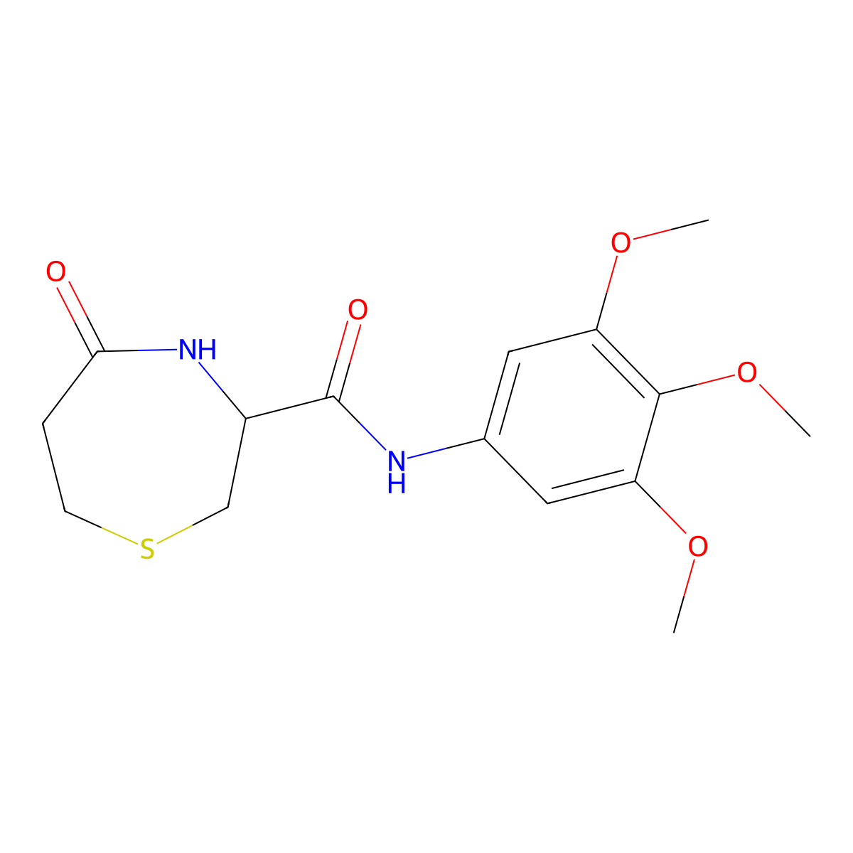5-oxo-N-(3,4,5-trimethoxyphenyl)-1,4-thiazepane-3-carboxamide molecular structure, CAS 1396560-76-1