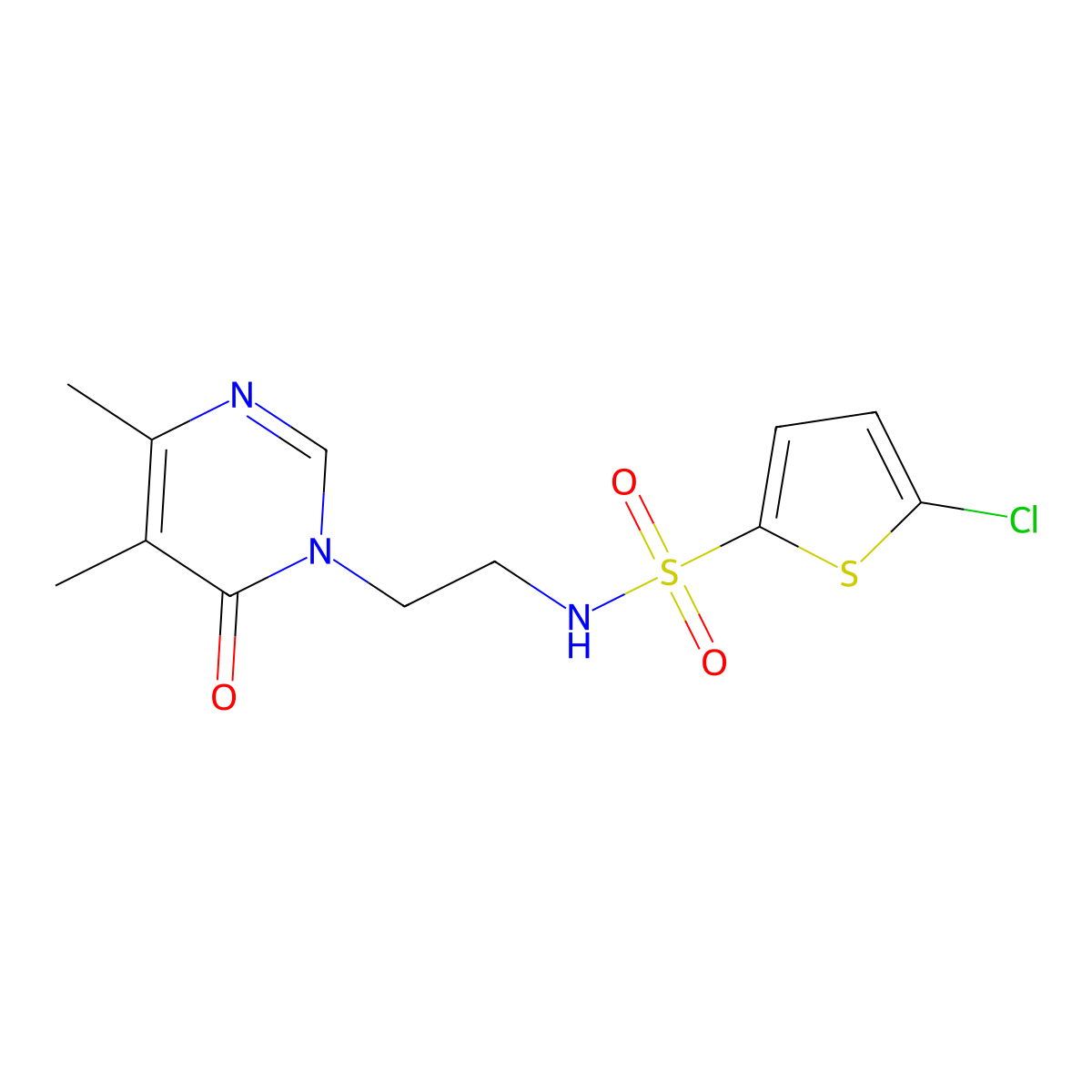 5-chloro-N-(2-(4,5-dimethyl-6-oxopyrimidin-1(6H)-yl)ethyl)thiophene-2-sulfonamide molecular structure, CAS 1396560-80-7