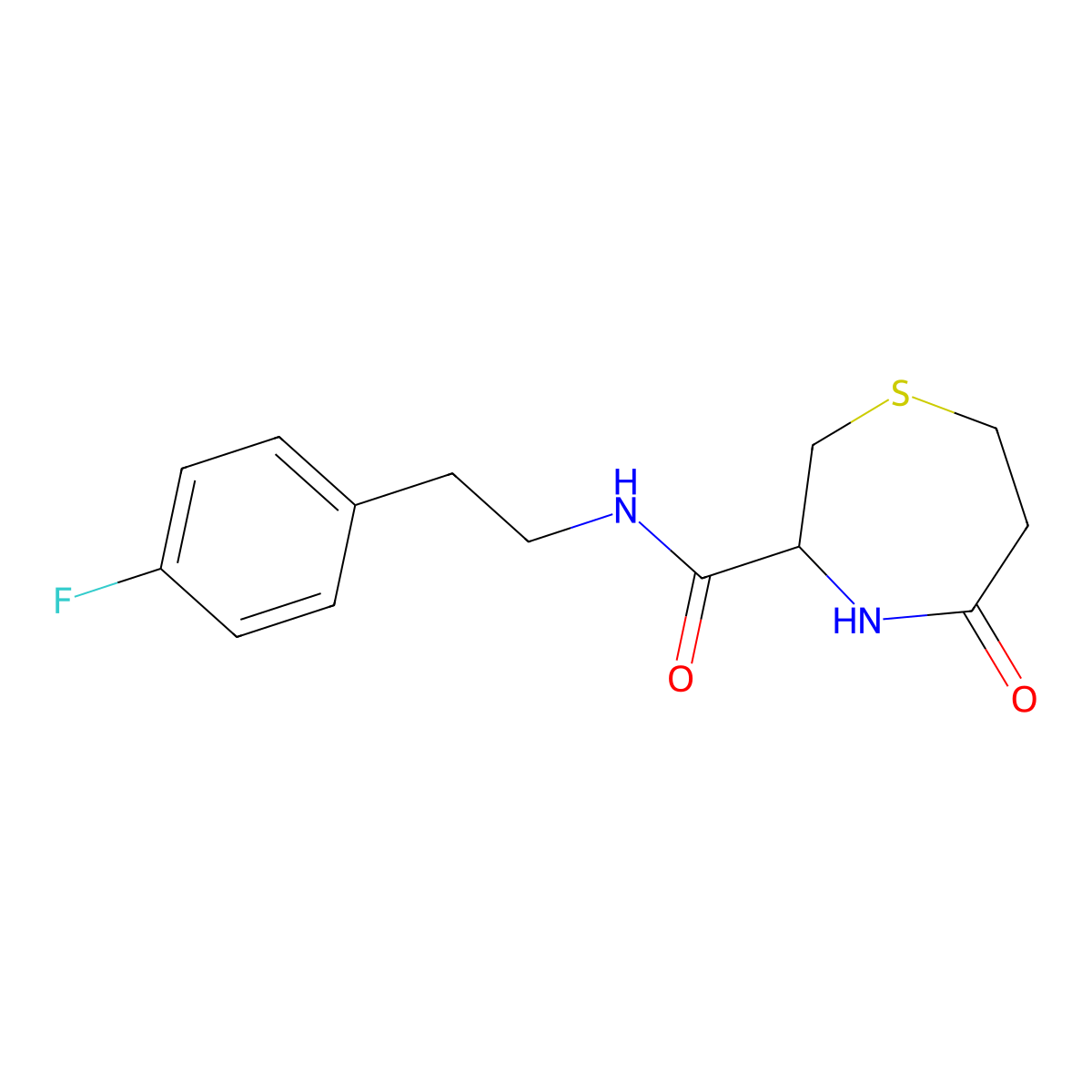 N-(4-fluorophenethyl)-5-oxo-1,4-thiazepane-3-carboxamide molecular structure, CAS 1396561-11-7