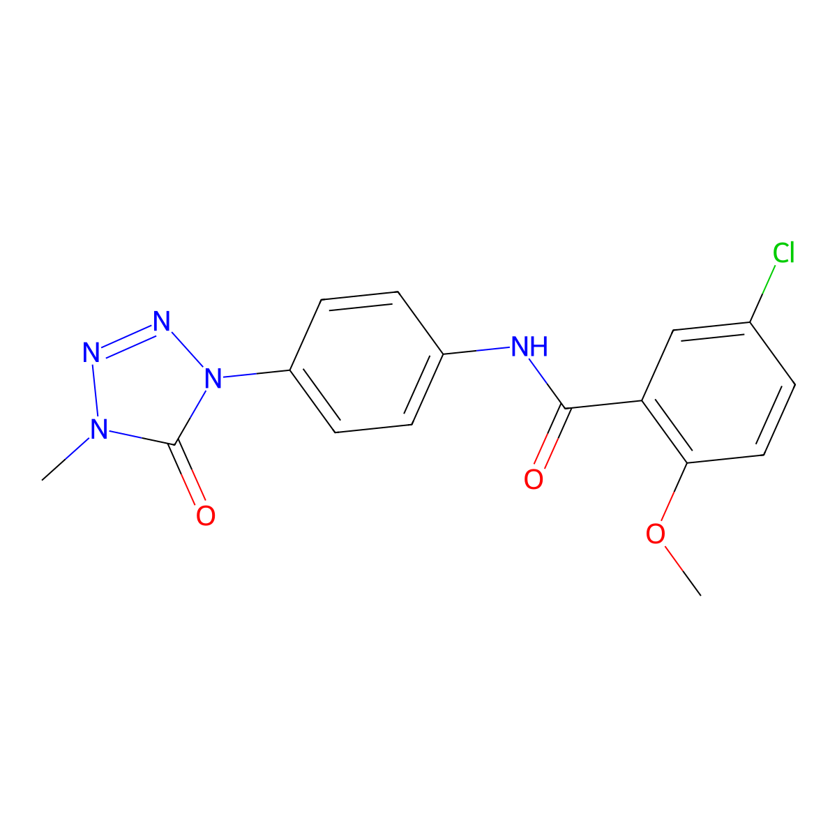 5-chloro-2-methoxy-N-(4-(4-methyl-5-oxo-4,5-dihydro-1H-tetrazol-1-yl)phenyl)benzamide molecular structure, CAS 1396561-14-0