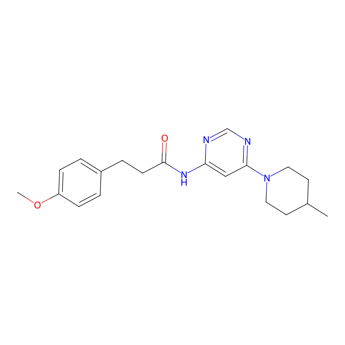 3-(4-methoxyphenyl)-N-[6-(4-methylpiperidin-1-yl)pyrimidin-4-yl]propanamide molecular structure, CAS 1396563-32-8