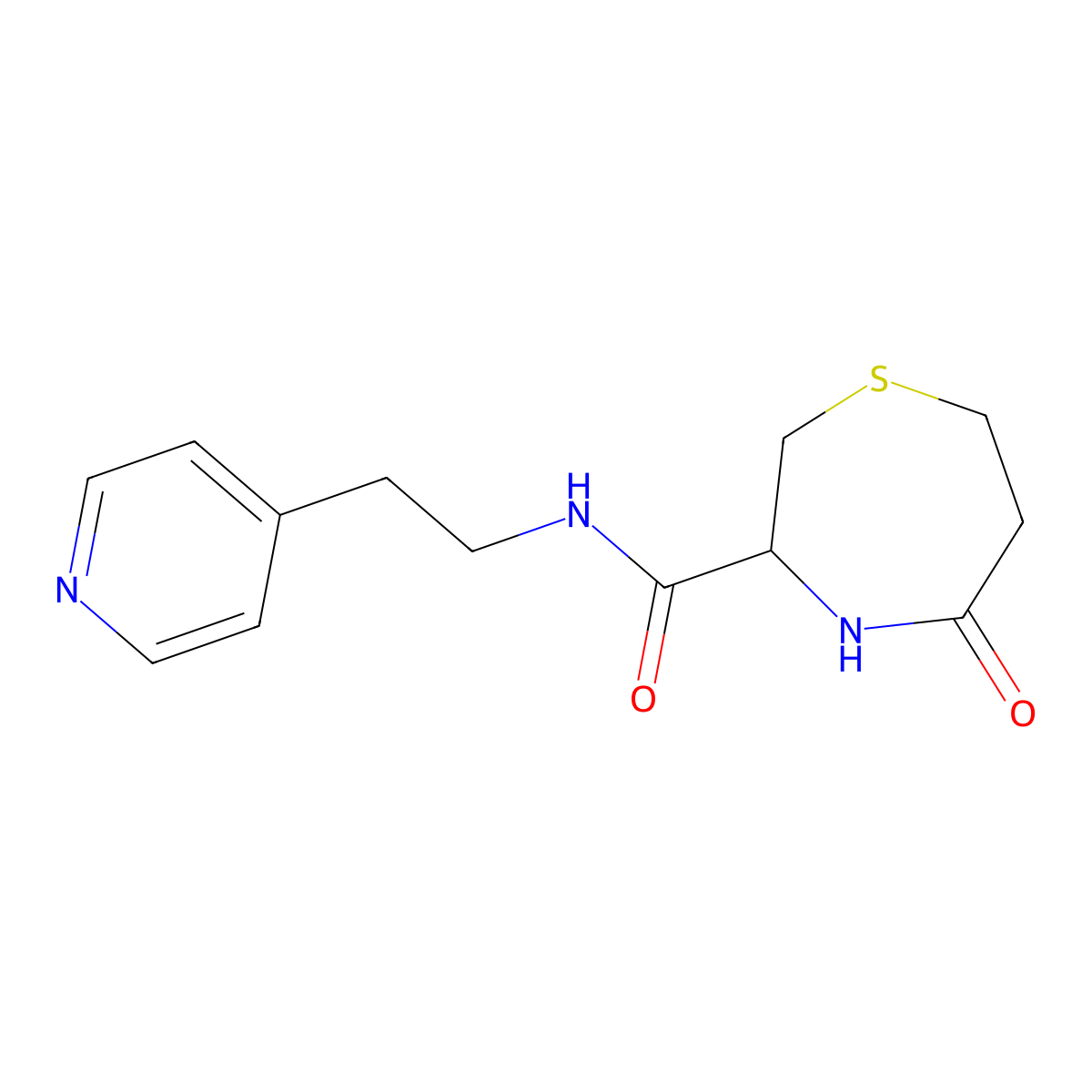5-oxo-N-(2-(pyridin-4-yl)ethyl)-1,4-thiazepane-3-carboxamide molecular structure, CAS 1396563-90-8