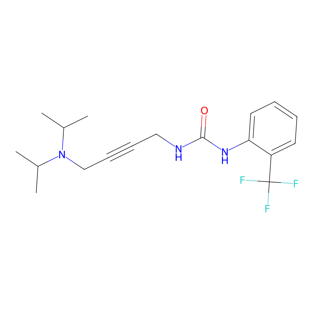 1-(4-(Diisopropylamino)but-2-yn-1-yl)-3-(2-(trifluoromethyl)phenyl)urea molecular structure, CAS 1396564-14-9