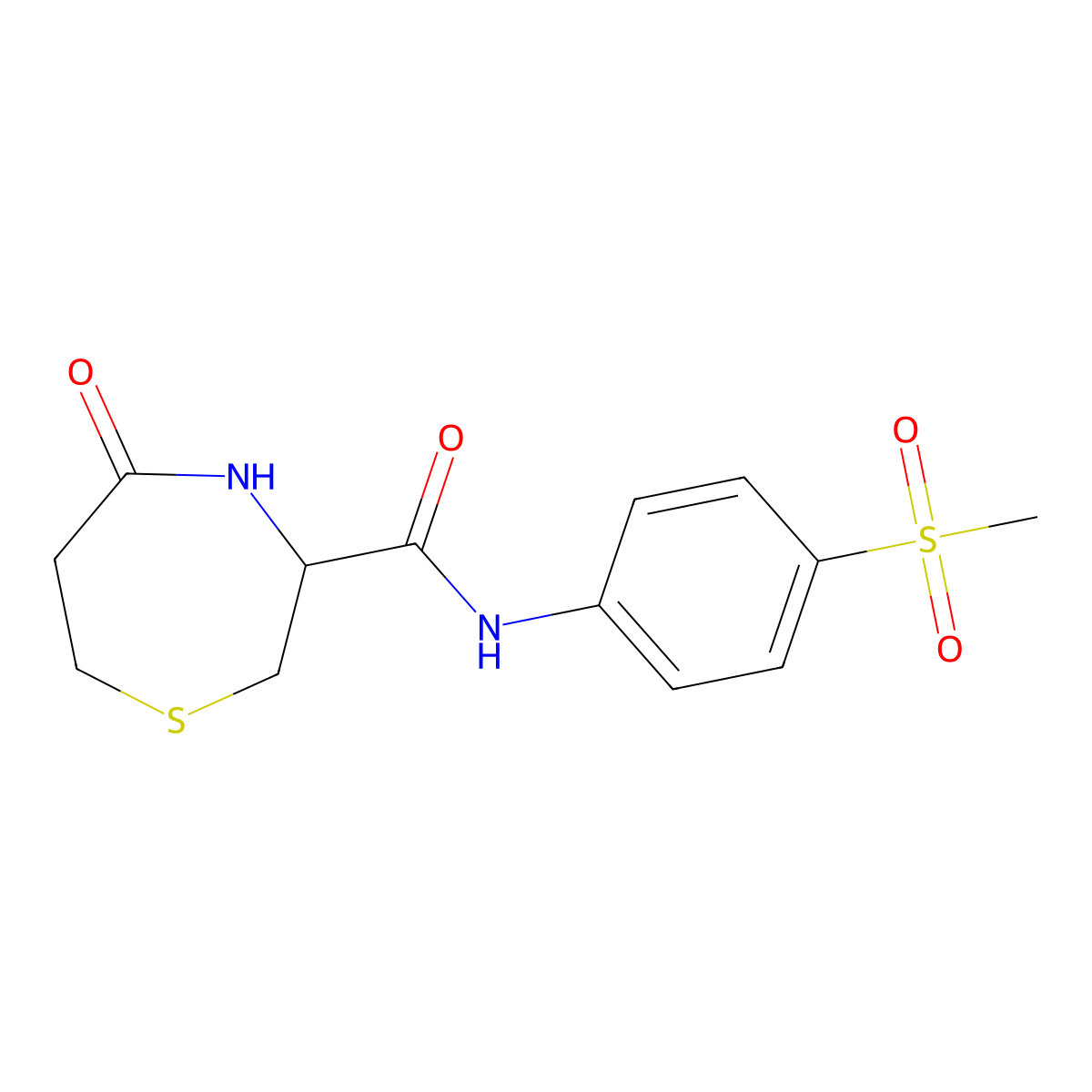 N-(4-(methylsulfonyl)phenyl)-5-oxo-1,4-thiazepane-3-carboxamide molecular structure, CAS 1396564-32-1