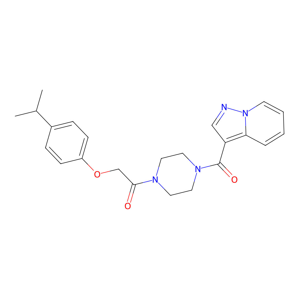 2-(4-Isopropylphenoxy)-1-(4-(pyrazolo[1,5-a]pyridine-3-carbonyl)piperazin-1-yl)ethanone molecular structure, CAS 1396564-61-6