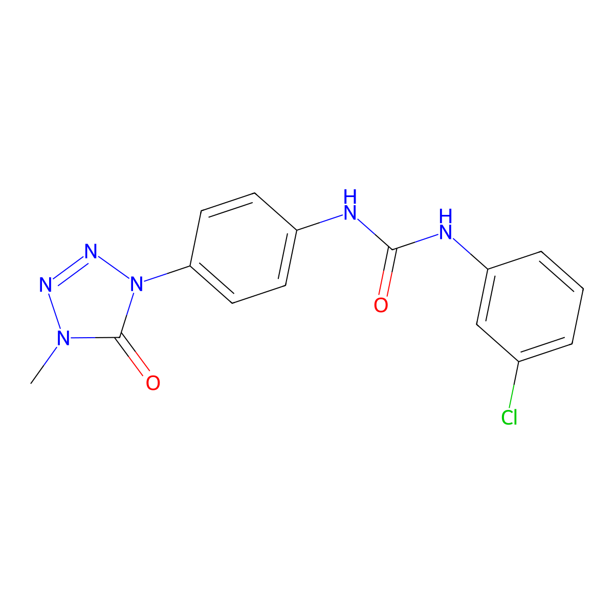1-(3-chlorophenyl)-3-(4-(4-methyl-5-oxo-4,5-dihydro-1H-tetrazol-1-yl)phenyl)urea molecular structure, CAS 1396564-99-0