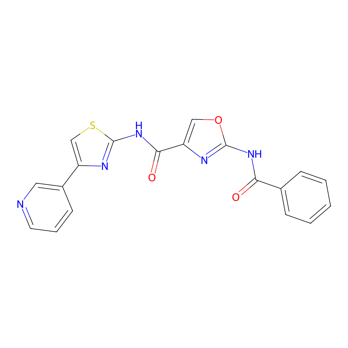 2-benzamido-N-(4-(pyridin-3-yl)thiazol-2-yl)oxazole-4-carboxamide molecular structure, CAS 1396565-00-6