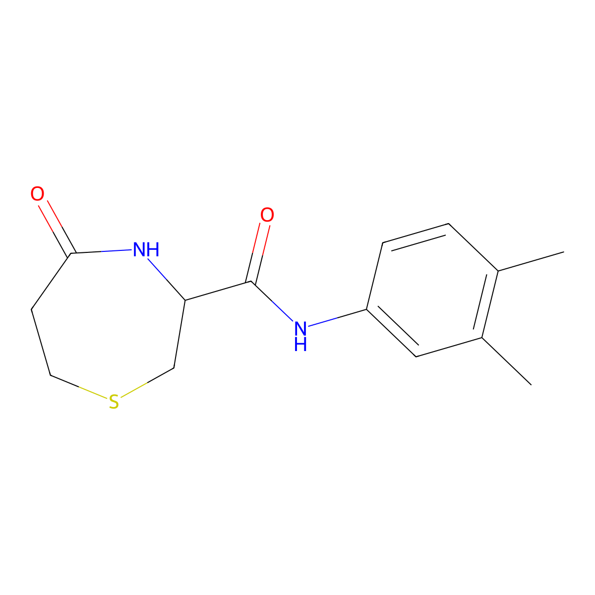 N-(3,4-dimethylphenyl)-5-oxo-1,4-thiazepane-3-carboxamide molecular structure, CAS 1396565-01-7