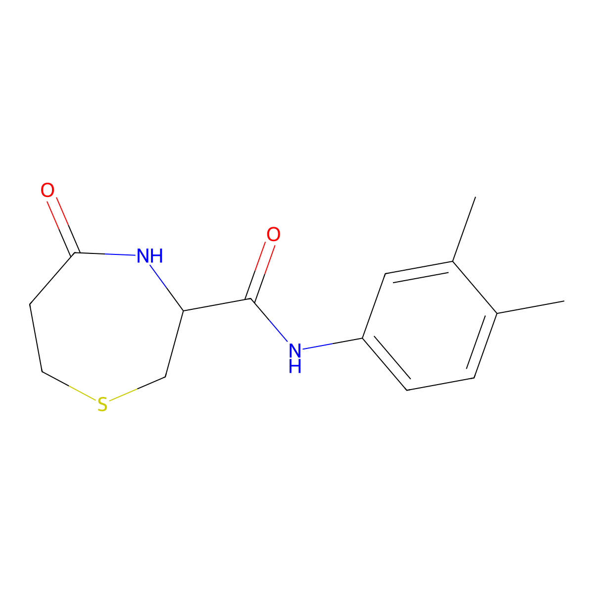 N-(3,4-dimethylphenyl)-5-oxo-1,4-thiazepane-3-carboxamide molecular structure, CAS 1396565-01-7