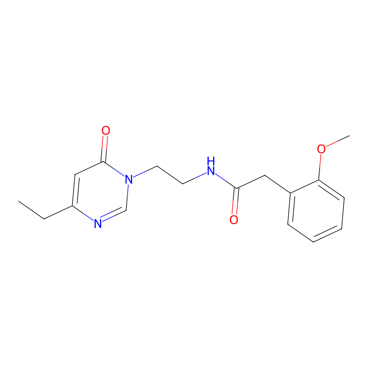 N-(2-(4-ethyl-6-oxopyrimidin-1(6H)-yl)ethyl)-2-(2-methoxyphenyl)acetamide molecular structure, CAS 1396565-03-9