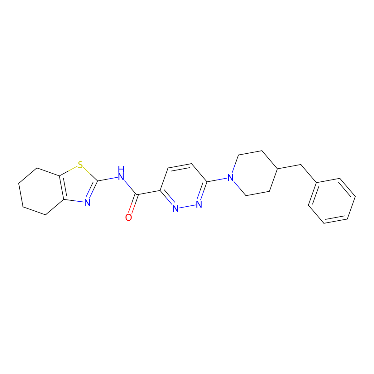 6-(4-benzylpiperidin-1-yl)-N-(4,5,6,7-tetrahydrobenzo[d]thiazol-2-yl)pyridazine-3-carboxamide molecular structure, CAS 1396565-73-3