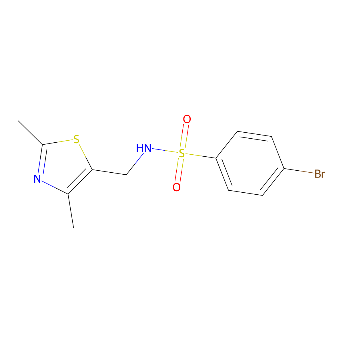 4-bromo-N-((2,4-dimethylthiazol-5-yl)methyl)benzenesulfonamide molecular structure, CAS 1396566-68-9