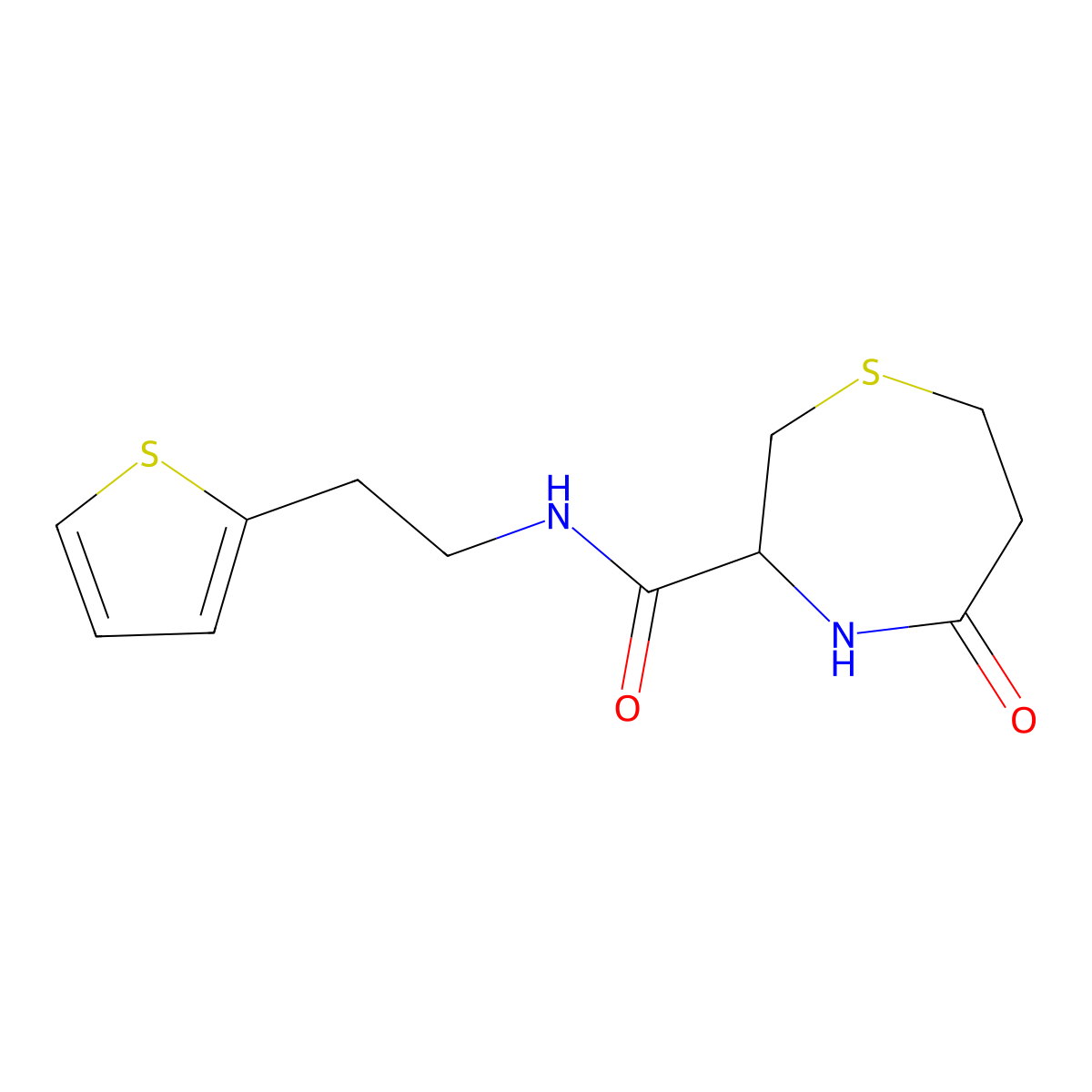 5-oxo-N-(2-(thiophen-2-yl)ethyl)-1,4-thiazepane-3-carboxamide molecular structure, CAS 1396567-39-7