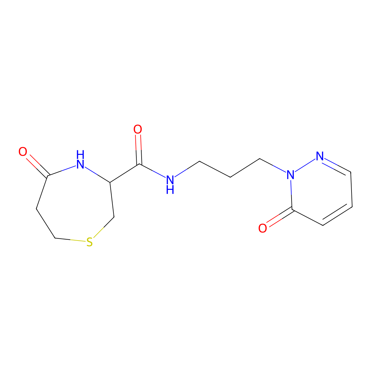 5-oxo-N-(3-(6-oxopyridazin-1(6H)-yl)propyl)-1,4-thiazepane-3-carboxamide molecular structure, CAS 1396567-92-2