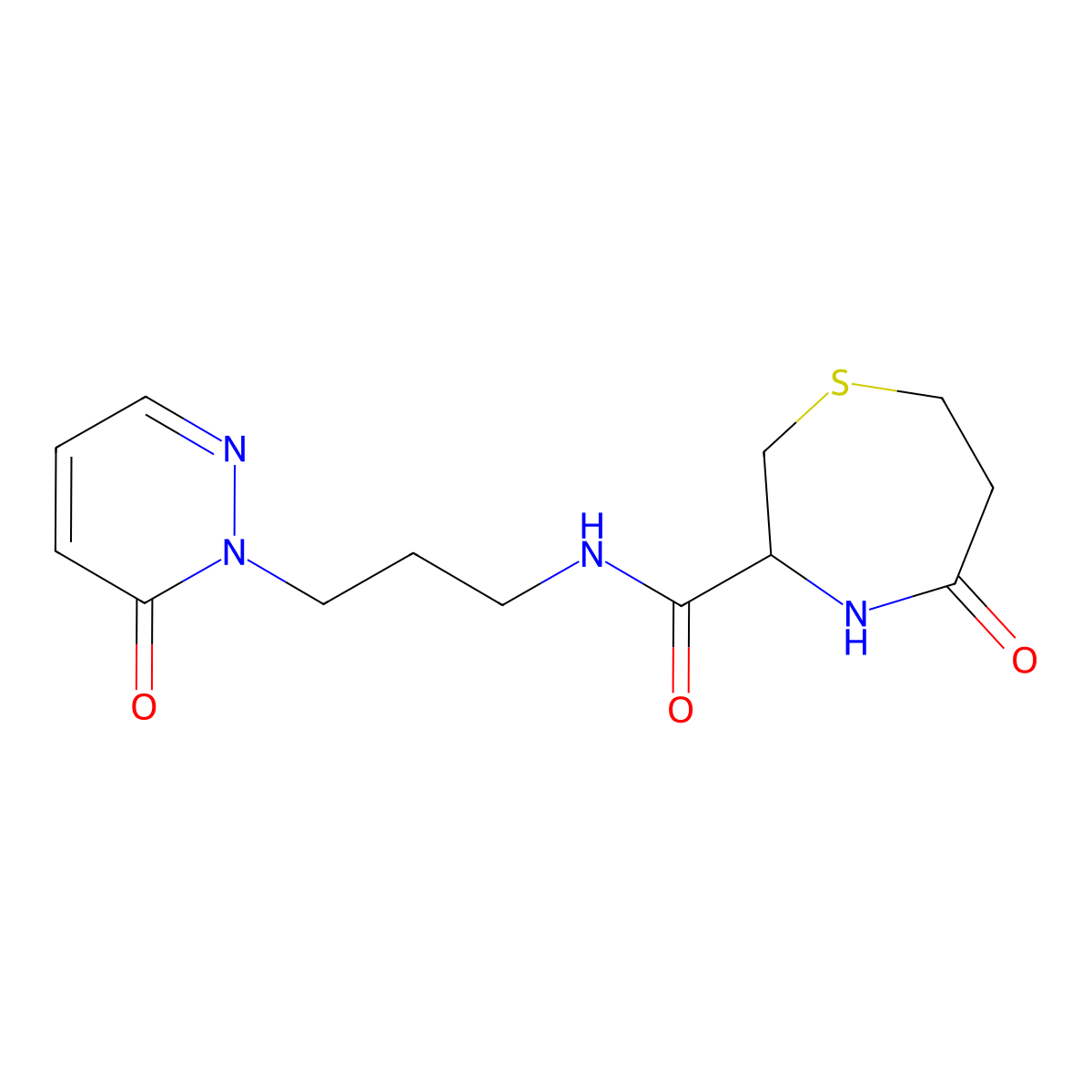 5-oxo-N-(3-(6-oxopyridazin-1(6H)-yl)propyl)-1,4-thiazepane-3-carboxamide molecular structure, CAS 1396567-92-2