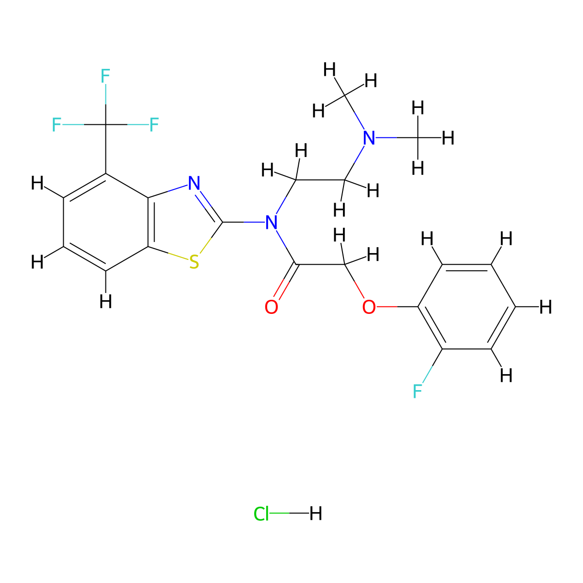 N-(2-(dimethylamino)ethyl)-2-(2-fluorophenoxy)-N-(4-(trifluoromethyl)benzo[d]thiazol-2-yl)acetamide hydrochloride molecular structure, CAS 1396567-93-3