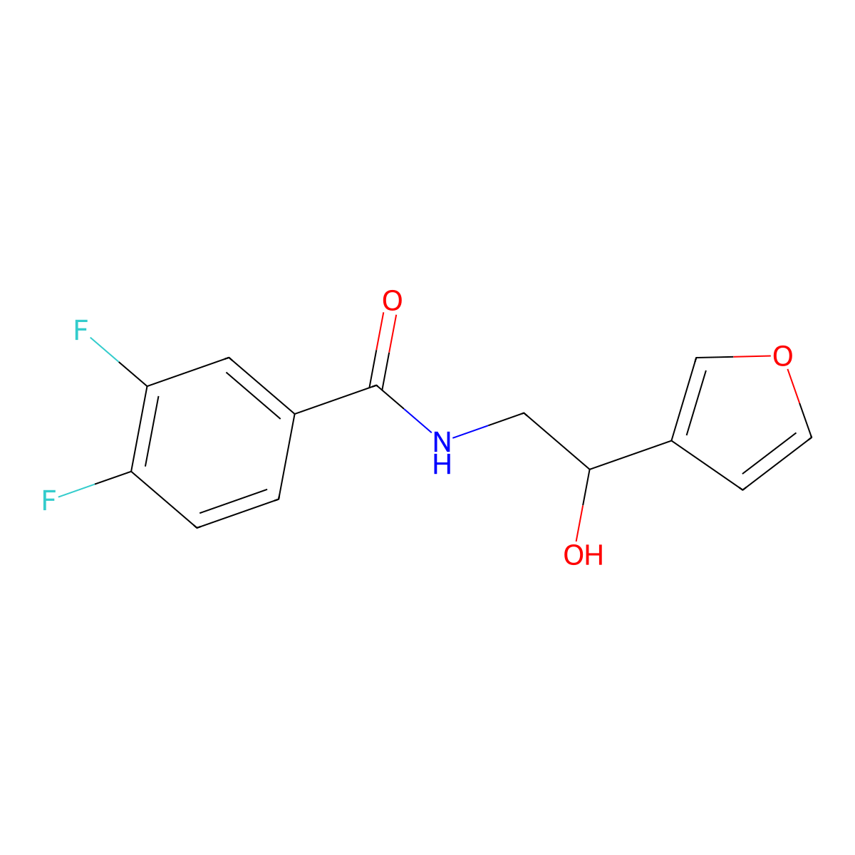 3,4-difluoro-N-[2-(furan-3-yl)-2-hydroxyethyl]benzamide molecular structure, CAS 1396568-08-3
