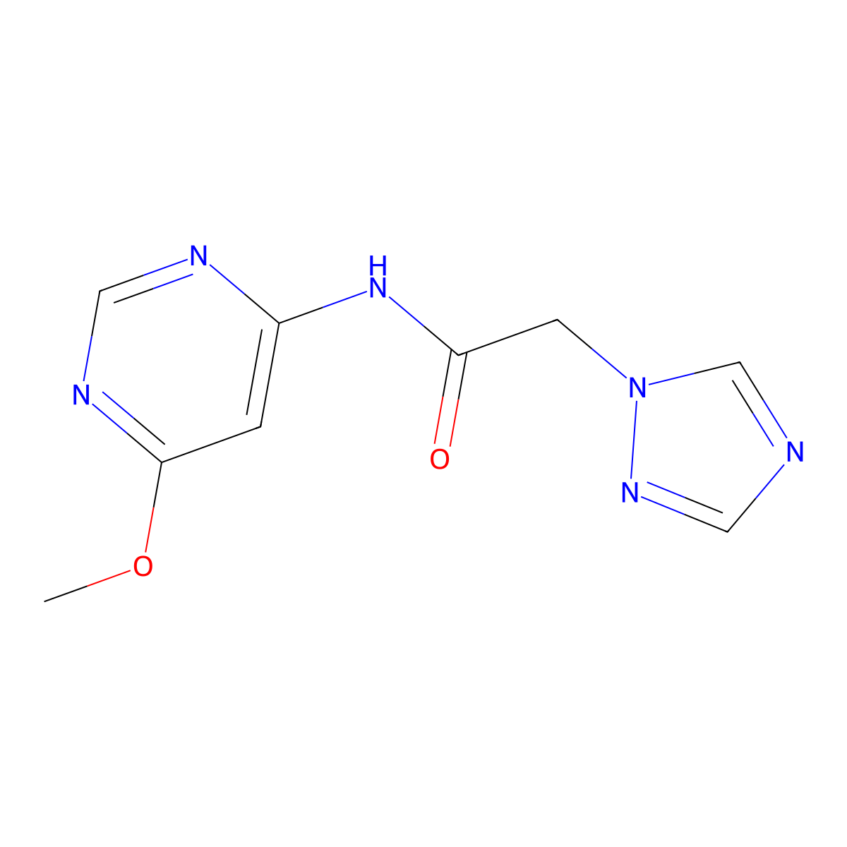 N-(6-methoxypyrimidin-4-yl)-2-(1H-1,2,4-triazol-1-yl)acetamide molecular structure, CAS 1396568-14-1