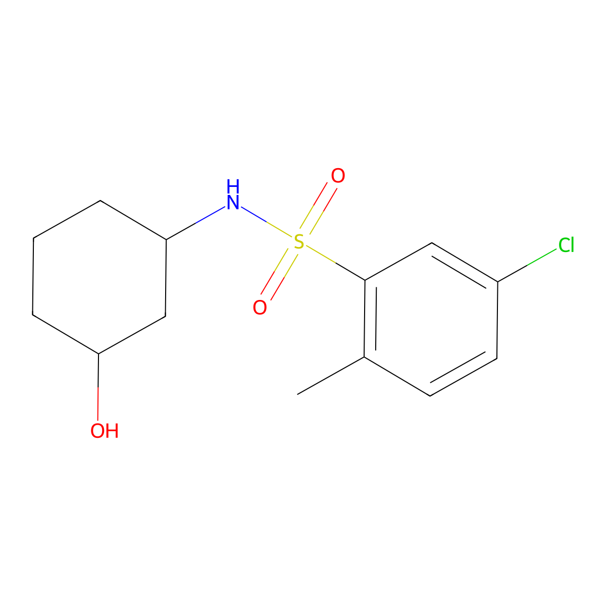 5-chloro-N-(3-hydroxycyclohexyl)-2-methylbenzenesulfonamide molecular structure, CAS 1396568-16-3