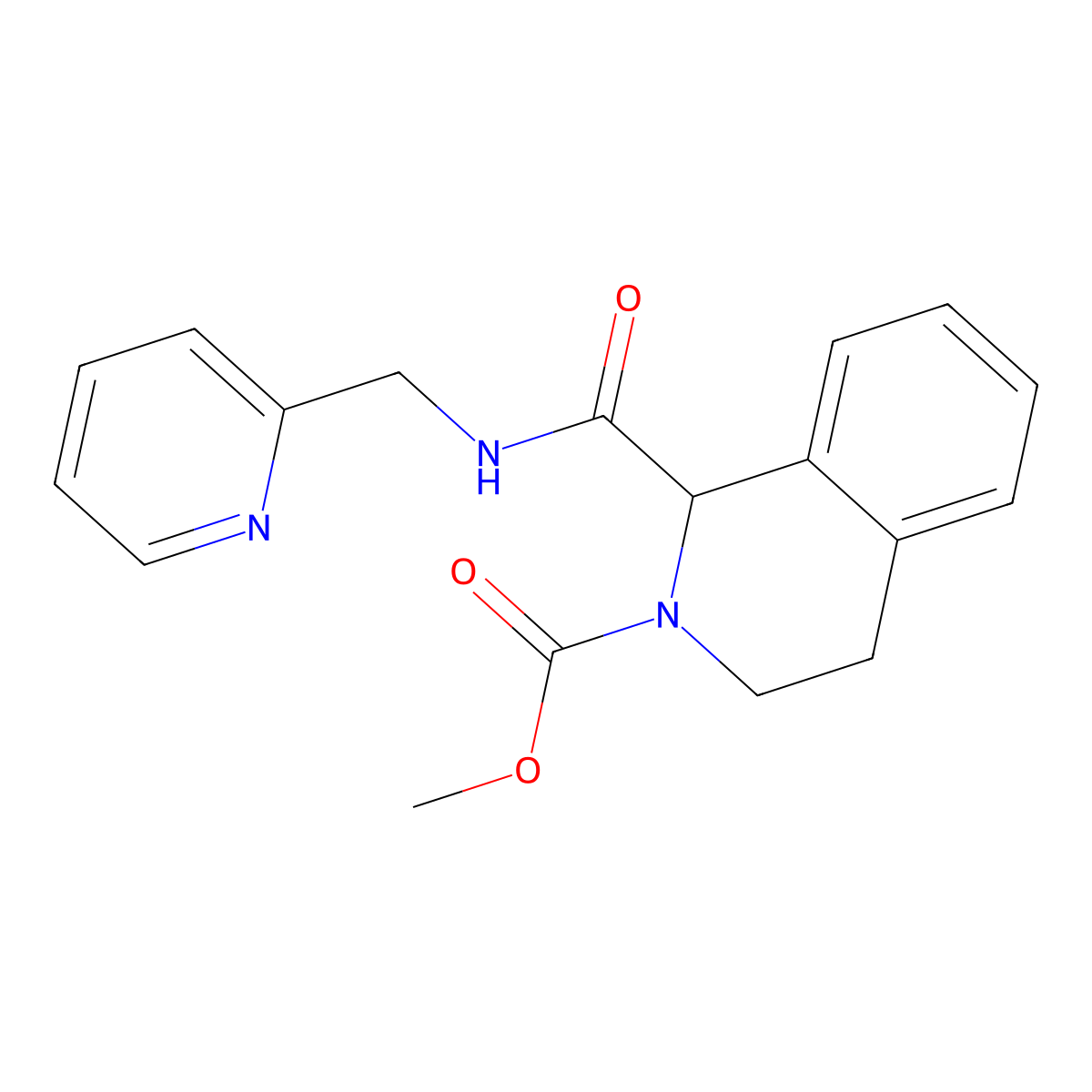 methyl 1-((pyridin-2-ylmethyl)carbamoyl)-3,4-dihydroisoquinoline-2(1H)-carboxylate molecular structure, CAS 1396568-17-4