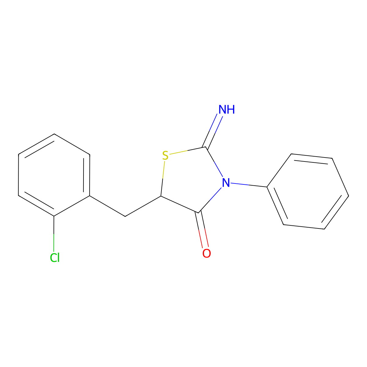 5-(2-Chlorobenzyl)-2-imino-3-phenylthiazolidin-4-one molecular structure, CAS 1396568-50-5