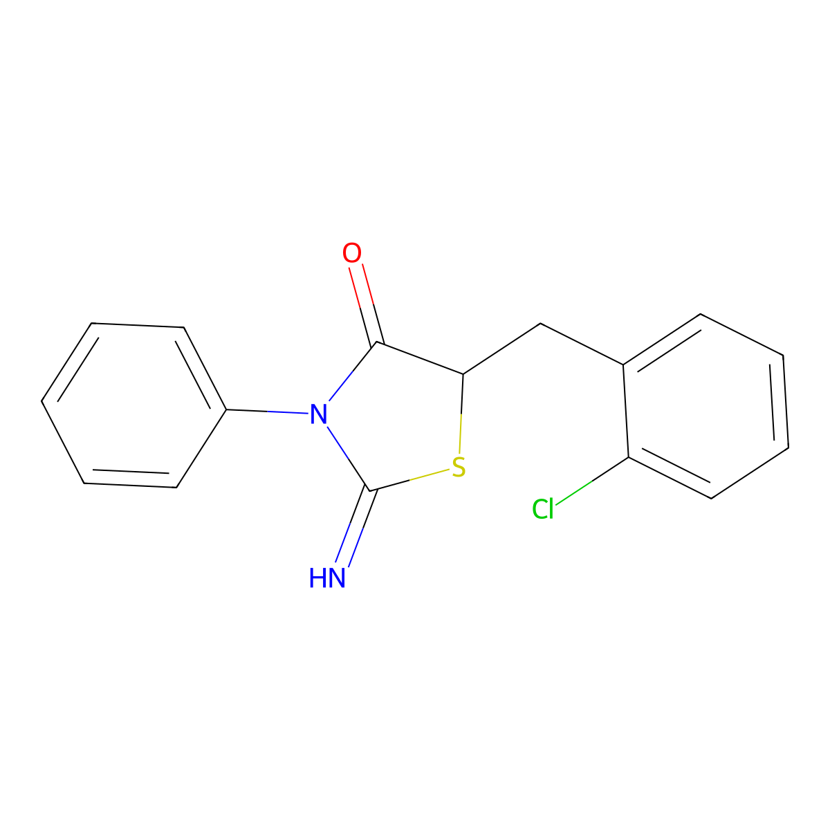 5-(2-Chlorobenzyl)-2-imino-3-phenylthiazolidin-4-one molecular structure, CAS 1396568-50-5