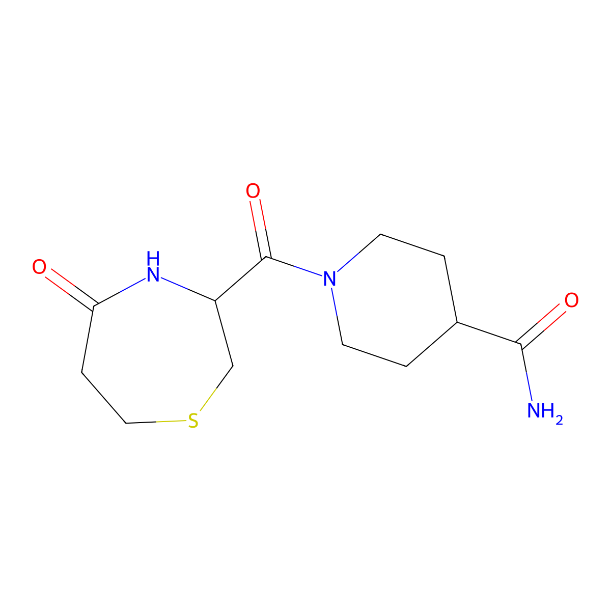 1-(5-Oxo-1,4-thiazepane-3-carbonyl)piperidine-4-carboxamide molecular structure, CAS 1396568-52-7