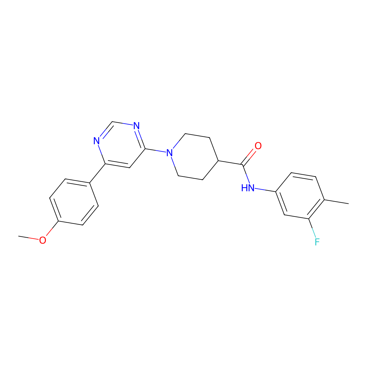N-(3-fluoro-4-methylphenyl)-1-[6-(4-methoxyphenyl)pyrimidin-4-yl]piperidine-4-carboxamide molecular structure, CAS 1396568-60-7