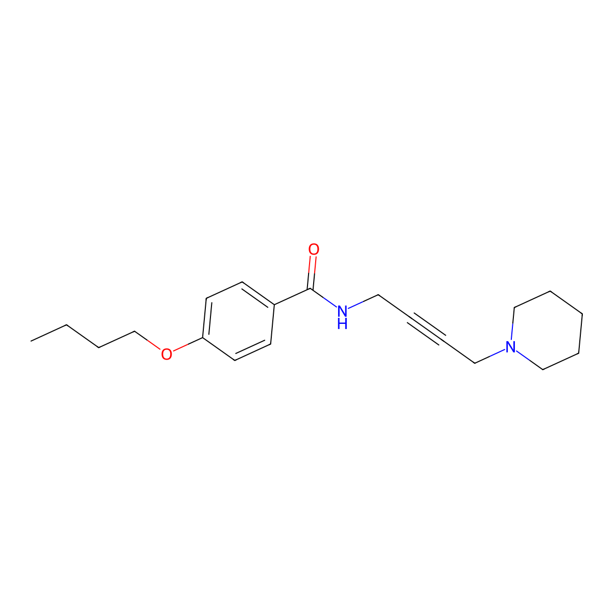 4-butoxy-N-(4-(piperidin-1-yl)but-2-yn-1-yl)benzamide molecular structure, CAS 1396570-56-1