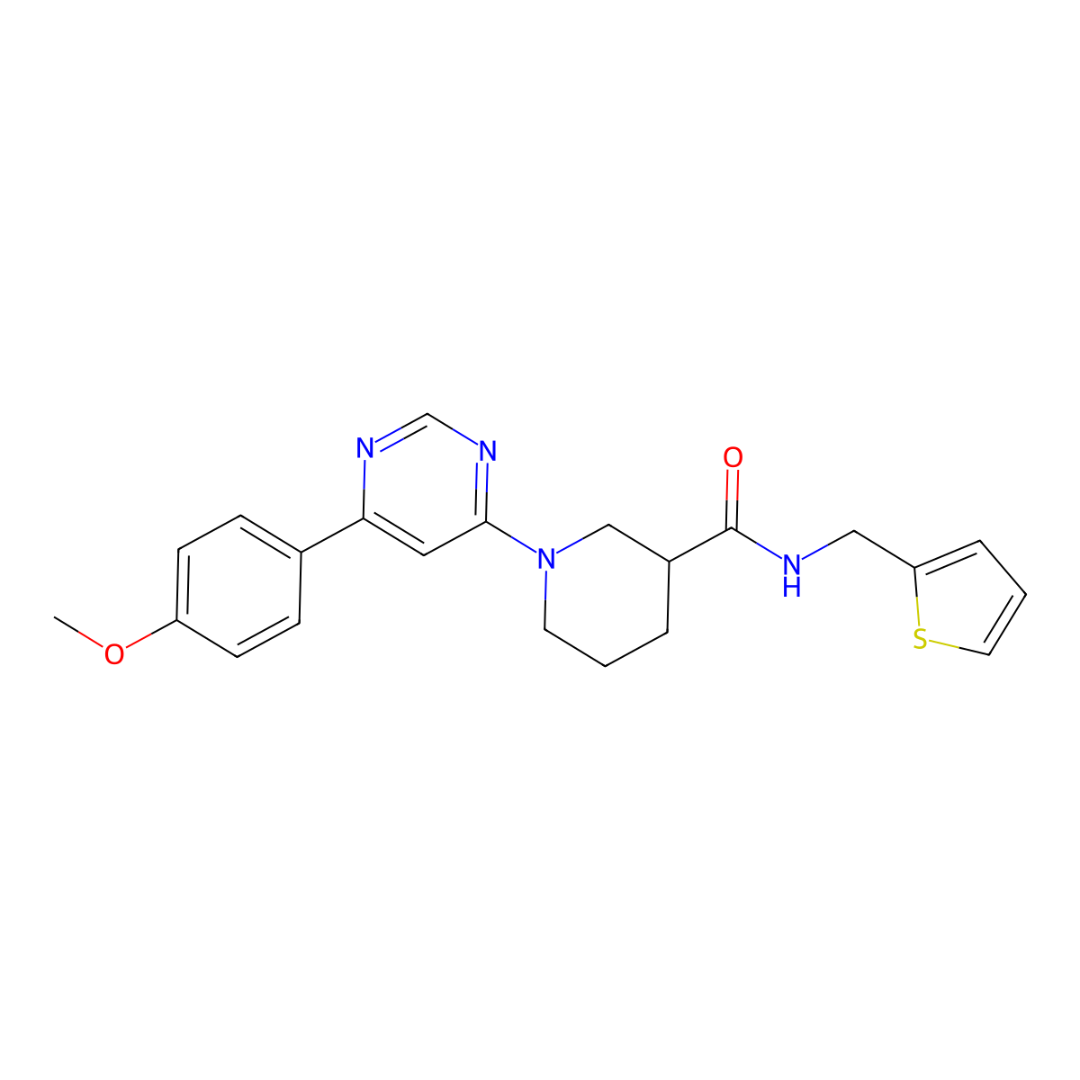 1-[6-(4-methoxyphenyl)pyrimidin-4-yl]-N-[(thiophen-2-yl)methyl]piperidine-3-carboxamide molecular structure, CAS 1396570-91-4
