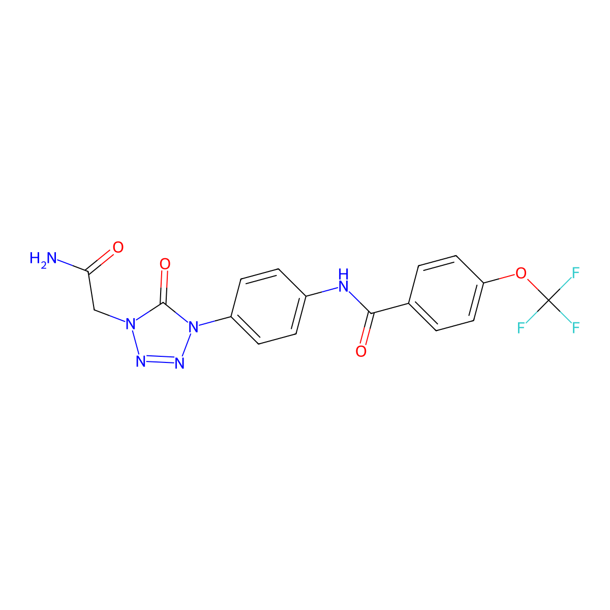 N-(4-(4-(2-amino-2-oxoethyl)-5-oxo-4,5-dihydro-1H-tetrazol-1-yl)phenyl)-4-(trifluoromethoxy)benzamide molecular structure, CAS 1396571-06-4