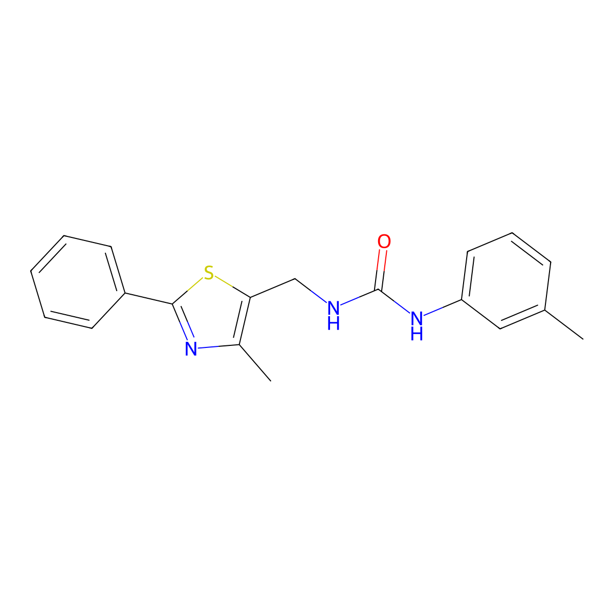 1-((4-Methyl-2-phenylthiazol-5-yl)methyl)-3-(m-tolyl)urea molecular structure, CAS 1396572-23-8